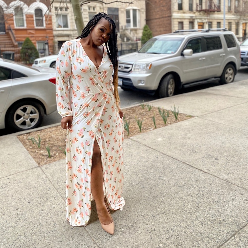 Floral Print Wrap Maxi Dress